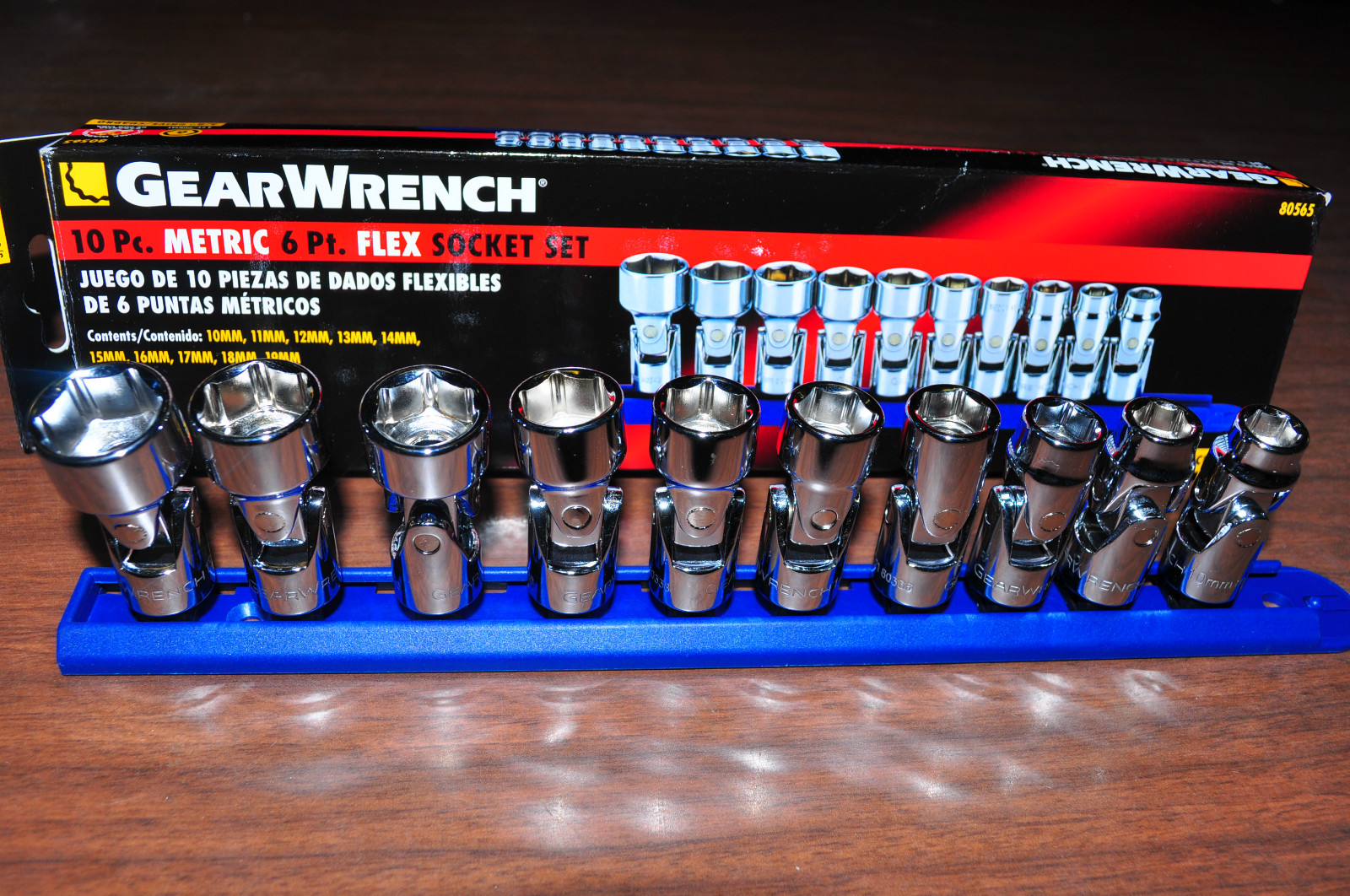 GearWrench 80565 10 Pcs 3/8" Drive Metric 6 Point Flex Socket Set 10MM to 19MM