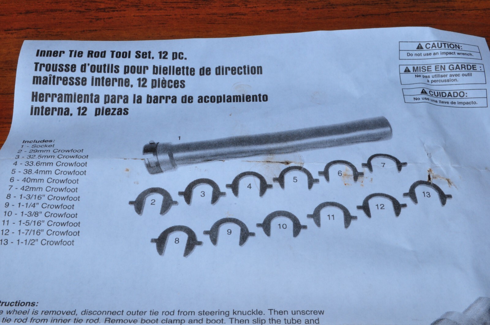 Inner Tie Rod Tool Set, 12 Pc.Lisle 58100 - Image 10