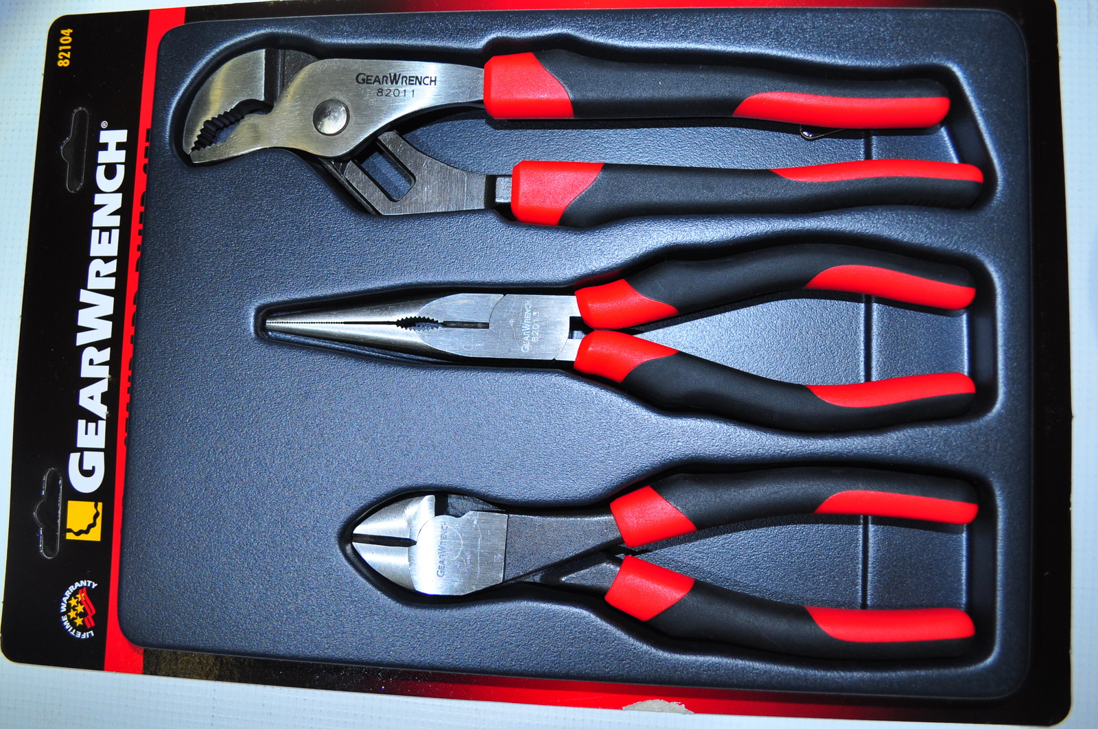 KD GearWrench 82104 3 Pcs Plier-Needle Nose ,Side Cutter and water pump plier