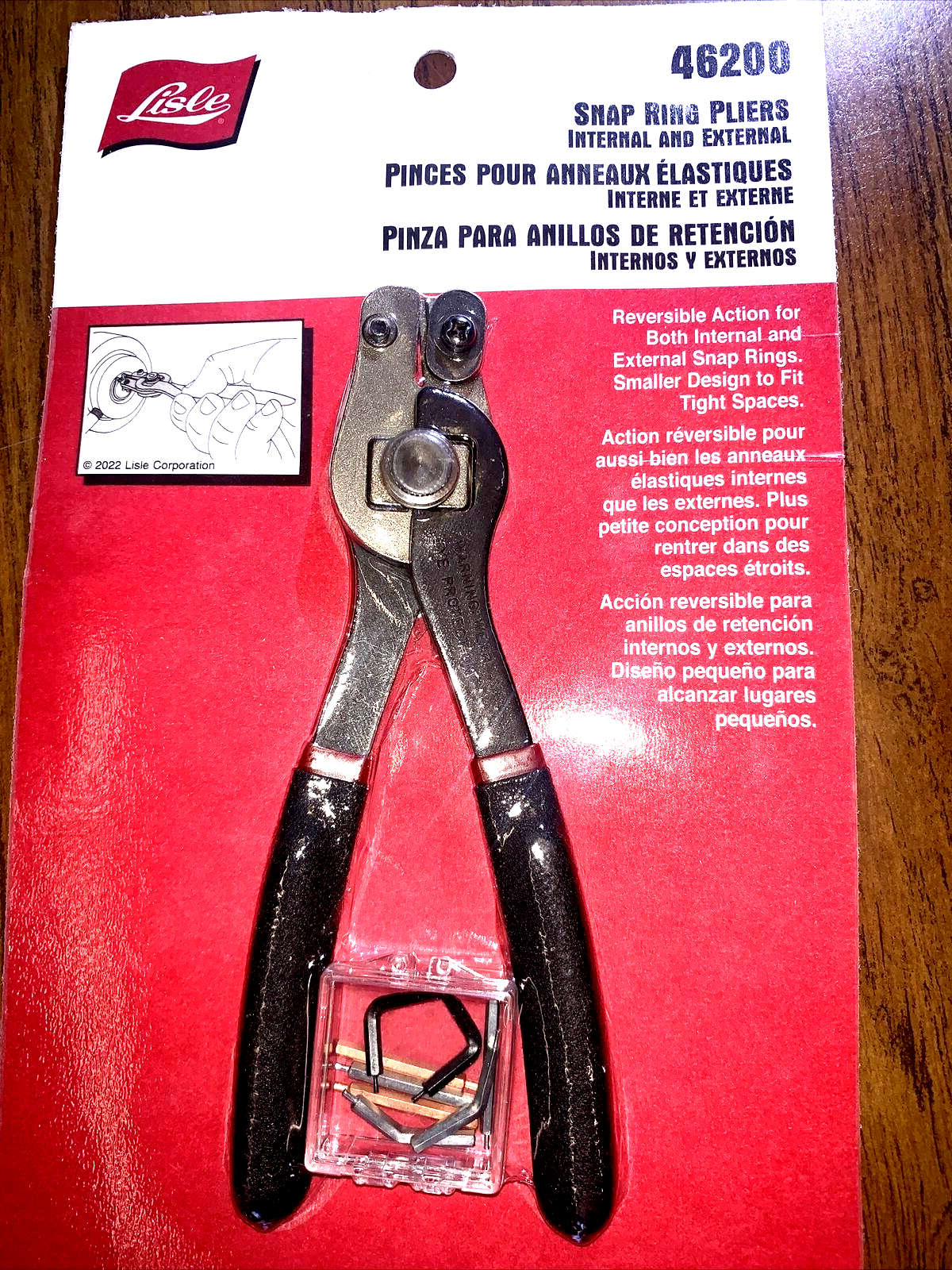 Reversible Action Internal and External Snap Ring Smaller Plier Lisle 46200