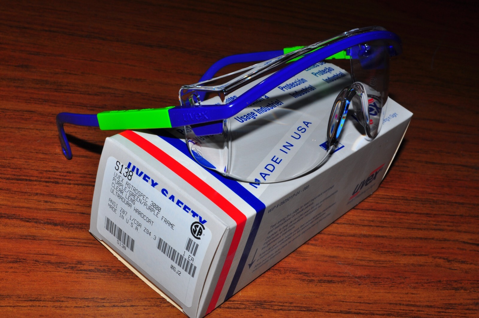 UVEX Astro Spec Purple/Green/Purple Frame,Clear Lens SafetyGlass S138 USA
