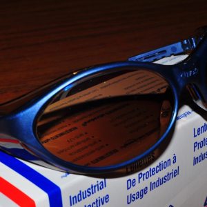 Uvex S1624 Bandit Safety Eyewear Glass Wrap around Blue Frame Mirror Lens  USA