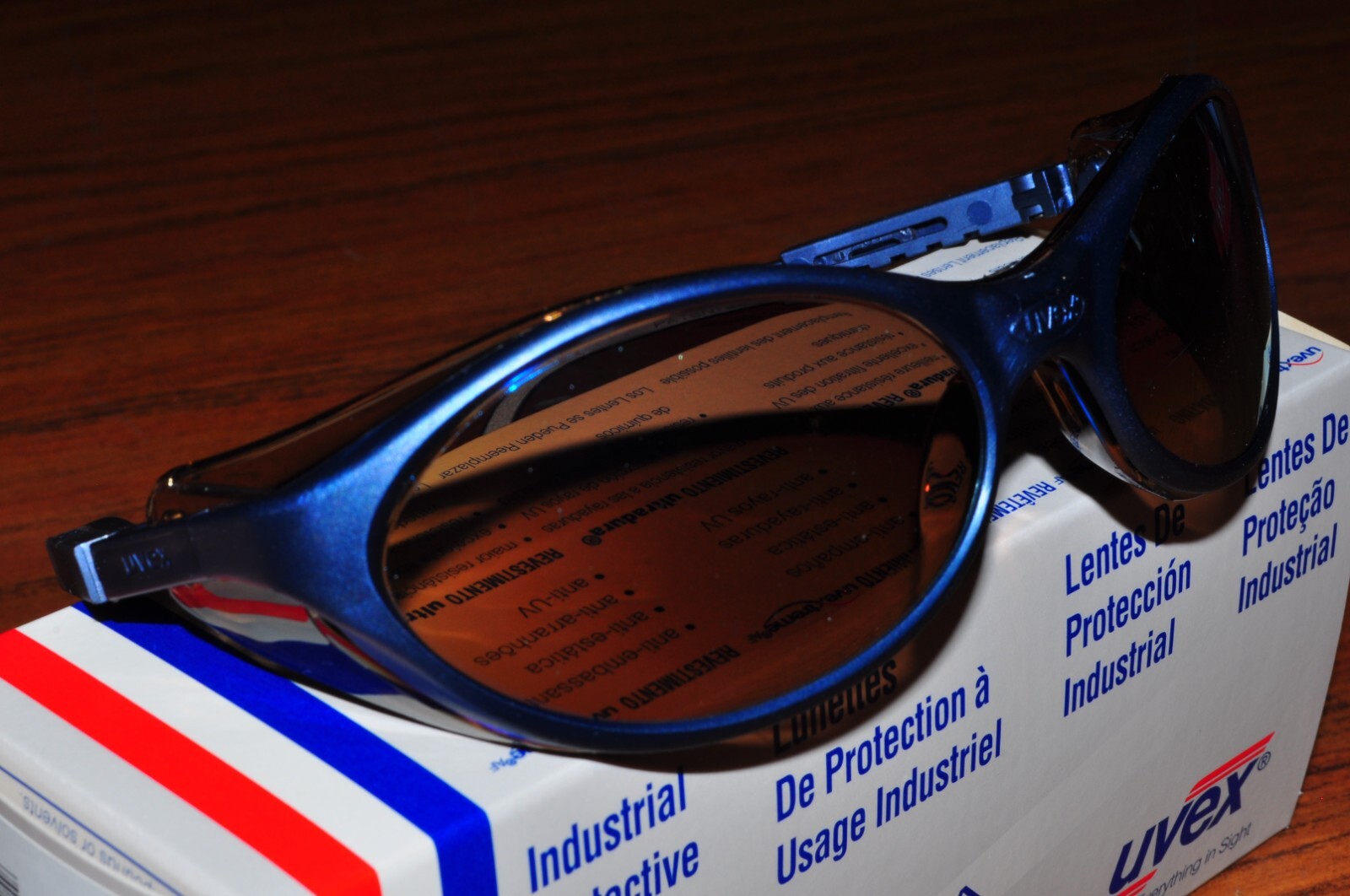 Uvex S1624 Bandit Safety Eyewear Glass Wrap around Blue Frame Mirror Lens  USA
