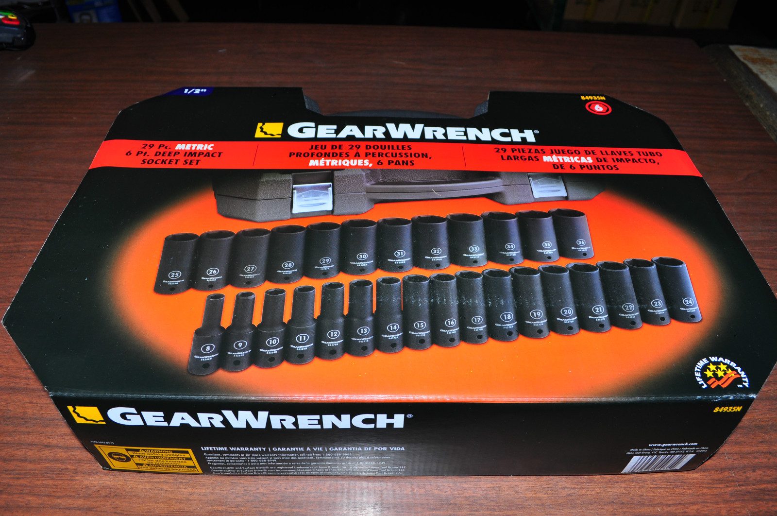 29 Pcs 1/2" Drive 6 point Metric Deep Impact Socket Set 8-36MM Gearwrench 84935N - Image 4