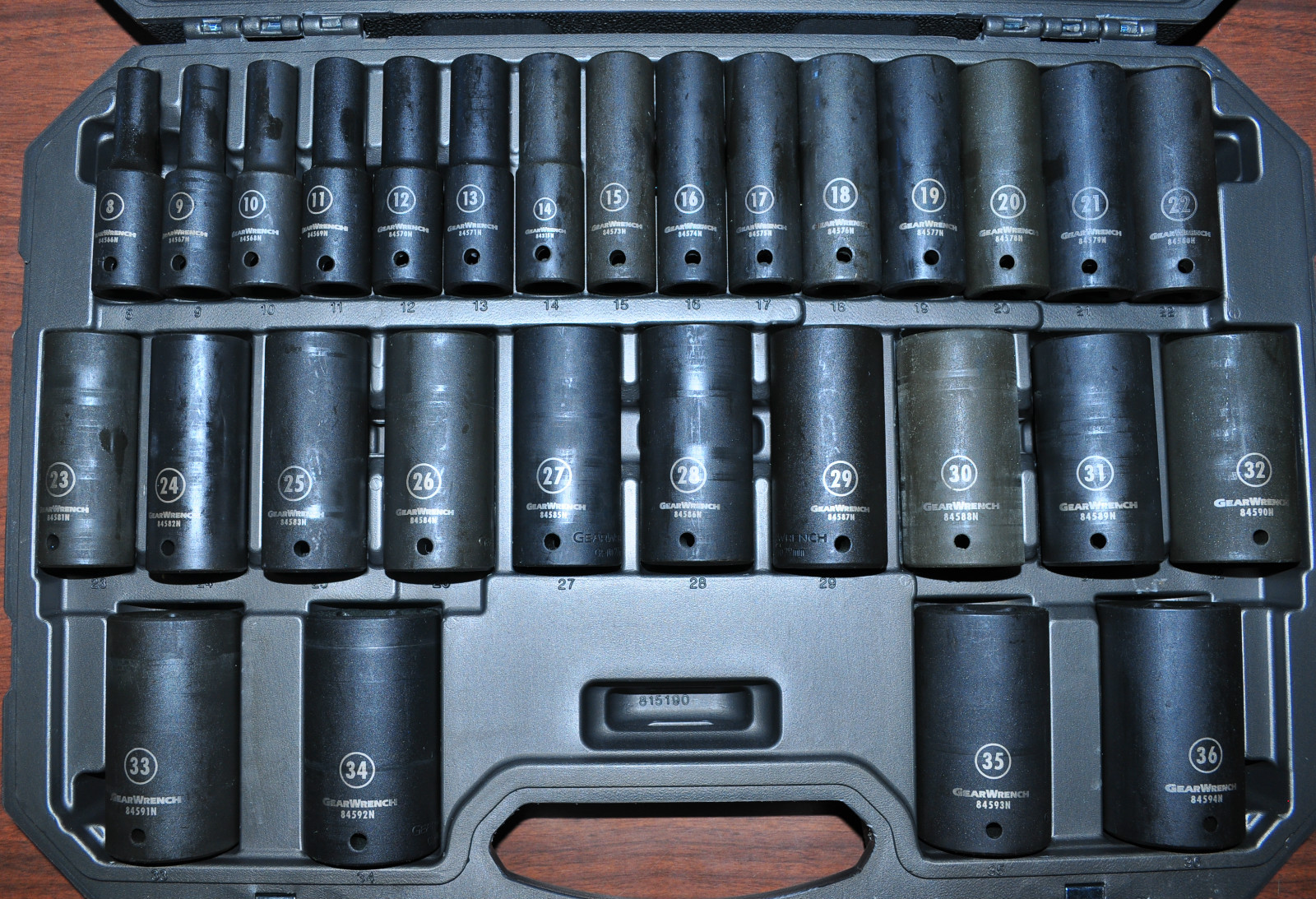 29 Pcs 1/2" Drive 6 point Metric Deep Impact Socket Set 8-36MM Gearwrench 84935N