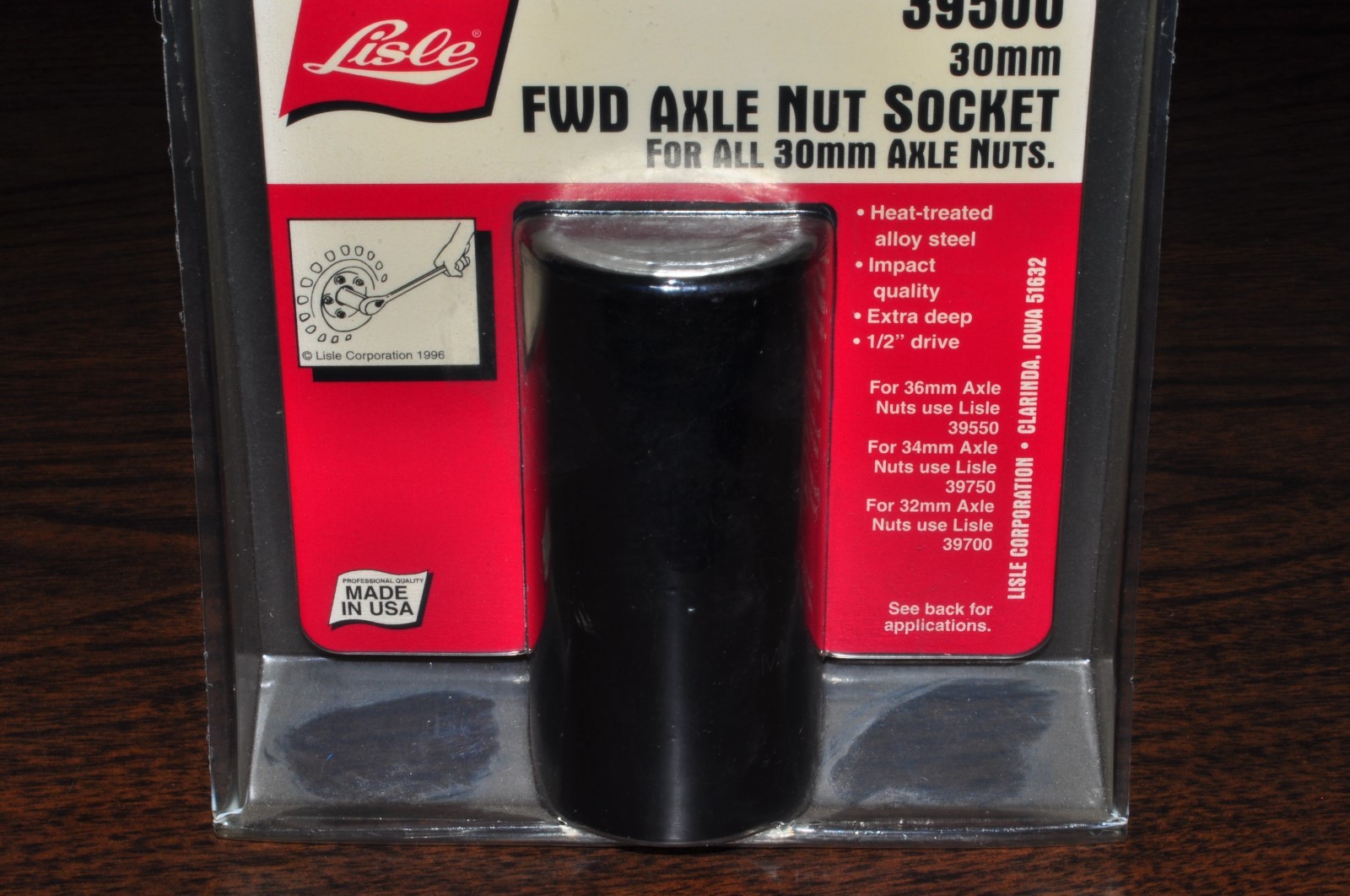 30 mm Hex Axle Nut Socket extra Deep Impact 3-1/2" 1/2" Drive. Lisle 39500 USA