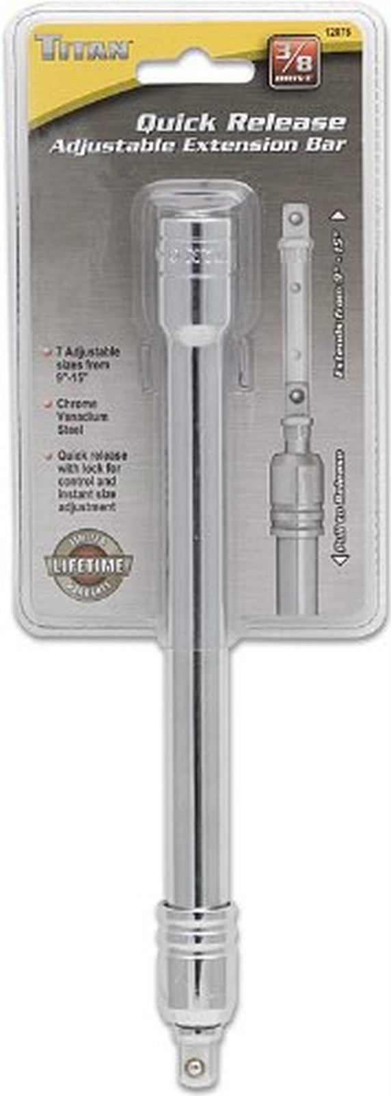 3/8 Dr Adjustable Extension Bar extends from 9" to 15"