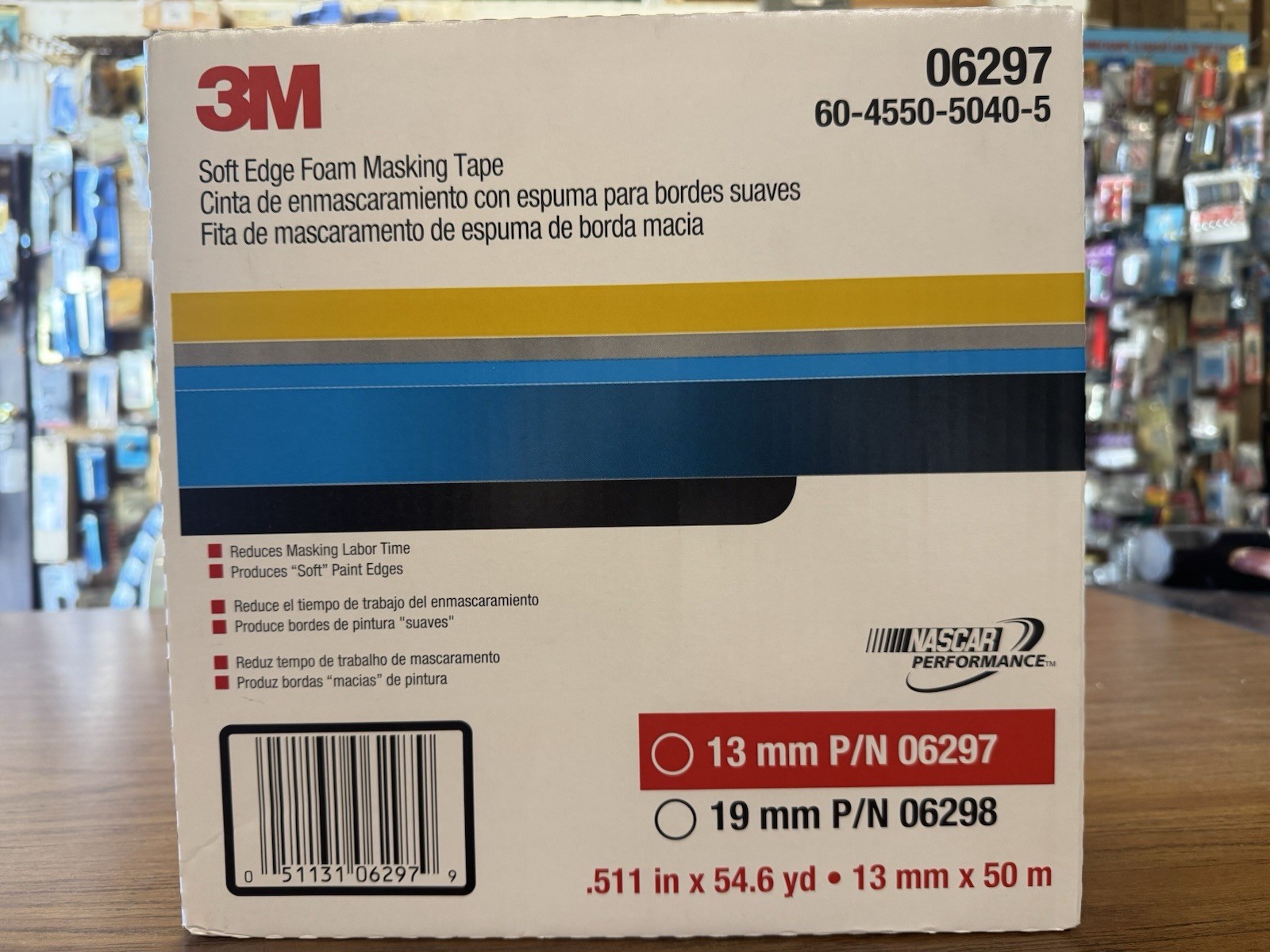 3M 06297 Soft Edge Foam Masking Tape, 13 mm width (0.511 inch) x 50 m (54yds)