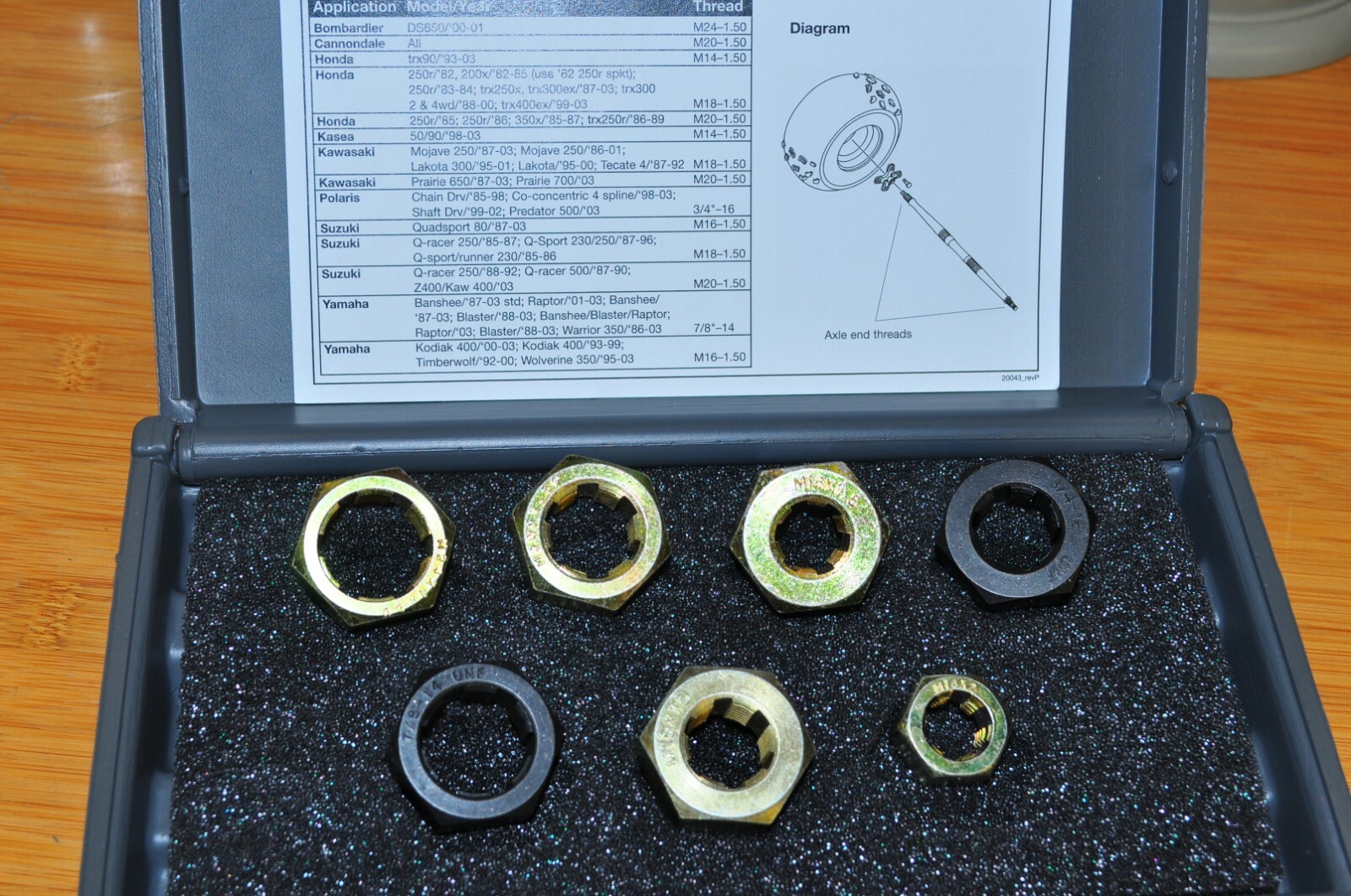 ATV AXLE END THREAD RESTORER KIT 7 pcs Axle rethread Die kit Kas801 Made in USA