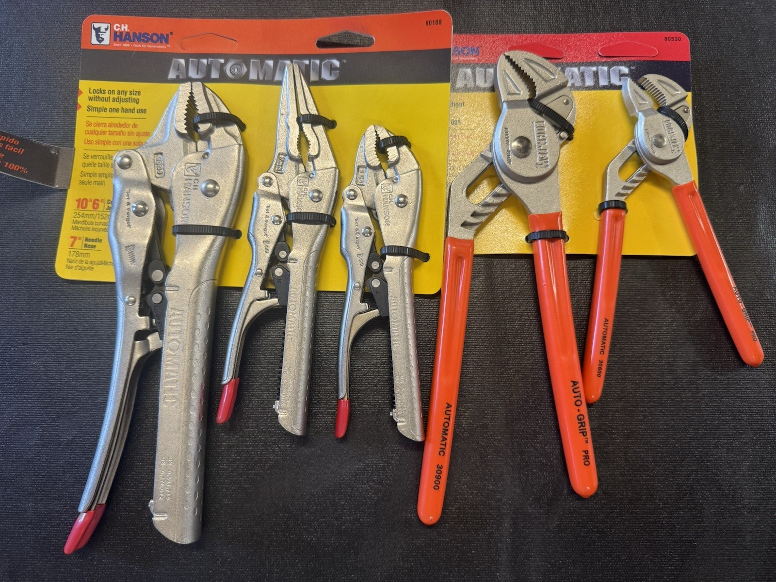 CH Hanson 80340 5 PCS Automatic Clamping Pliers Set IN A display