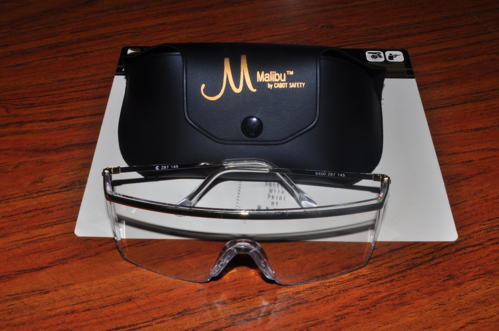 Cabot Safety 97053 Shooting Glasses Malibu Ultra Light Clear Lens Metal gold Fra