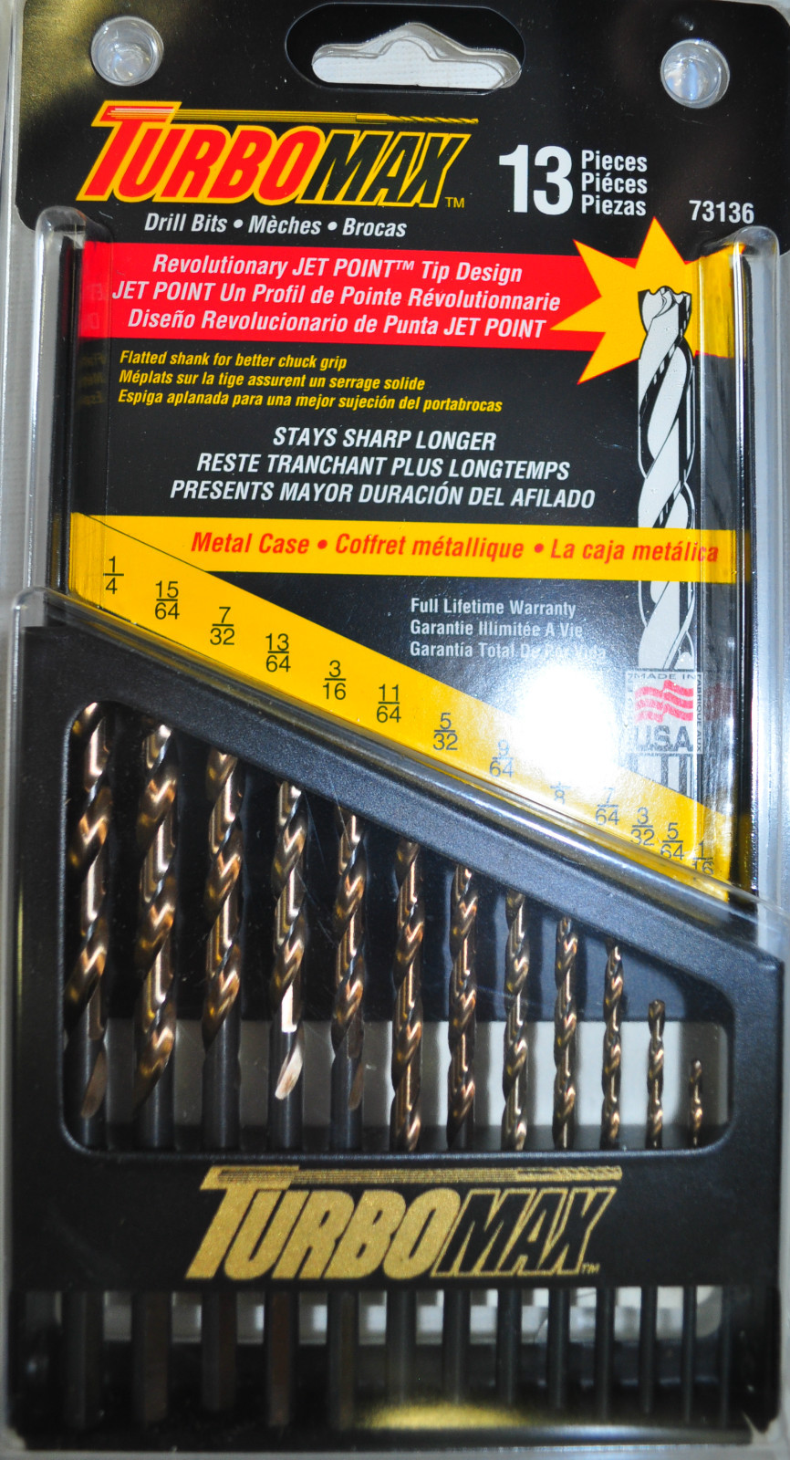 DRILL BITS 13 PIECE TURBOMAX METAL DRILL BIT SET Made In USA American Tool 73136