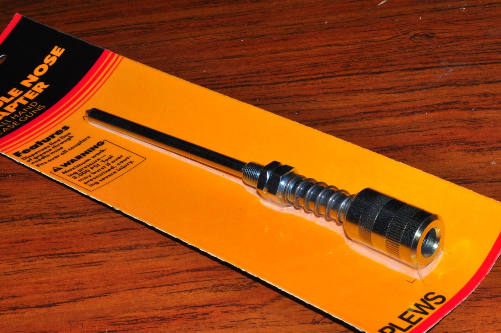 GREASE GUN 4 INCH LONG NEEDLE NOSE ADAPTER PLEWS 05-025