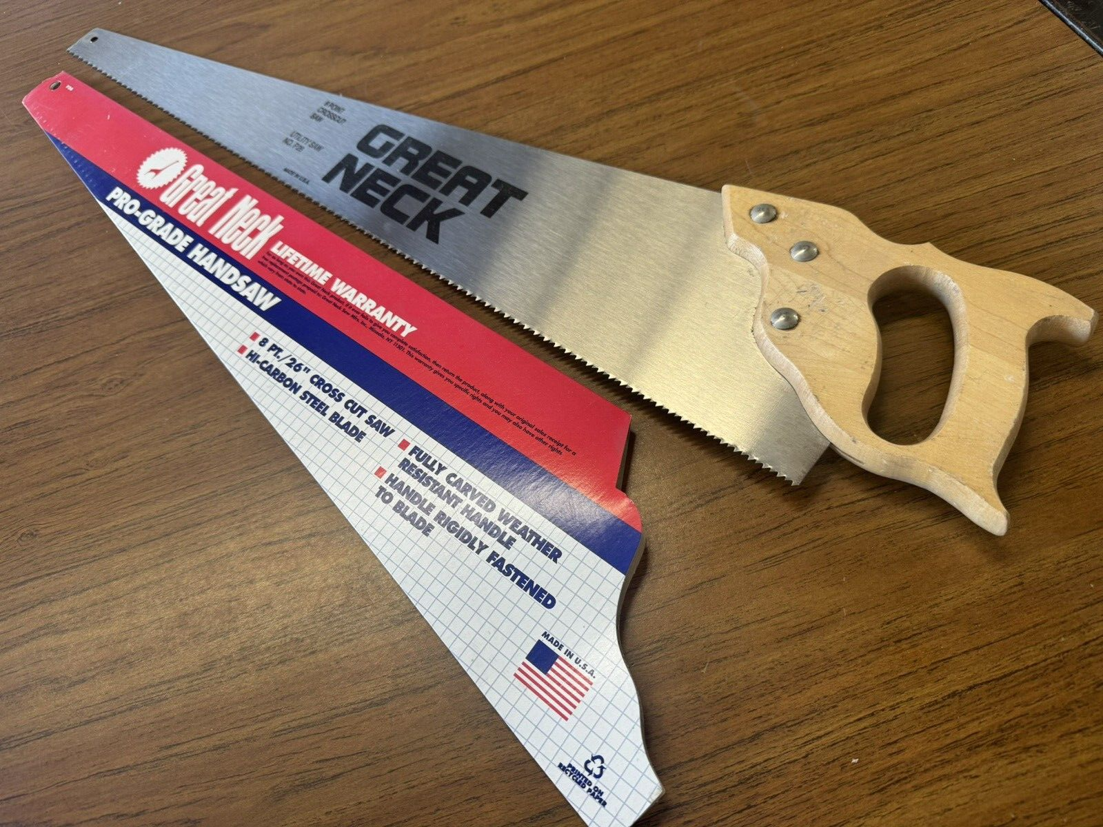 Great Neck P26 CROSS CUT SAW 8PT/26" IN SOLID WOOD HANDLE GREATNECK MADE IN USA
