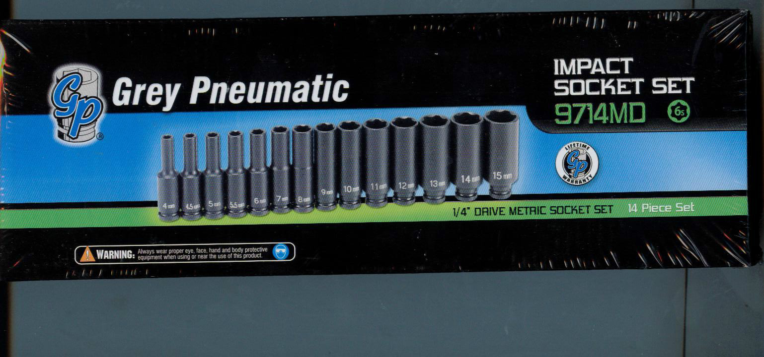 Grey Pneumatic (9714MD) 1/4"DR 4MM  To 15MM Deep Impact Socket Set 14PCS