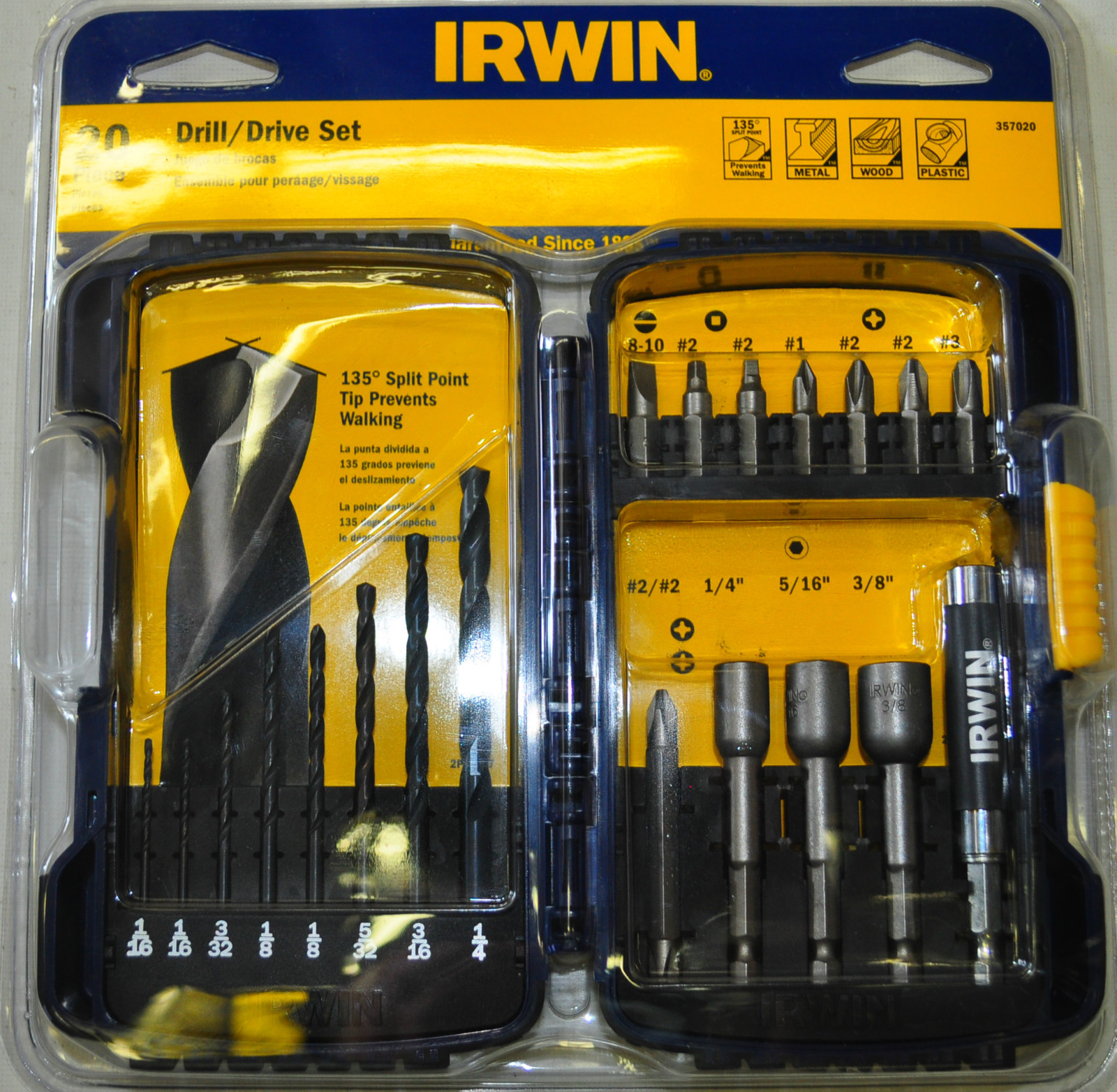 Irwin 357020 20 Piece Fastener Drive Tool and Drill Bit Set