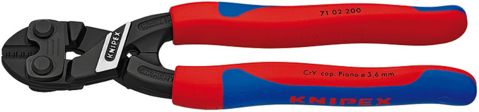 Knipex 7102200SBA  8 Inch Lever Action Center CoBolt Cutter - Comfort Grip