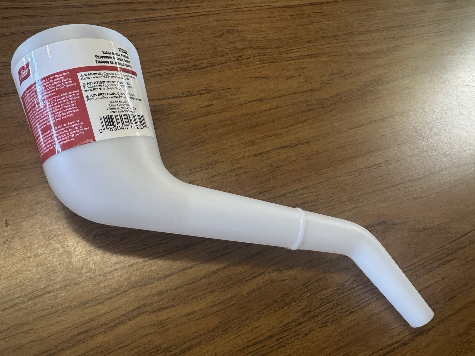 Lisle 17232 Right Angle Funnel 10" Tall Translucent Funnel with a 6-3/4" Offset