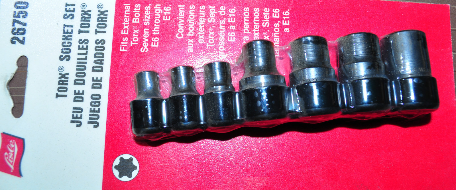 Lisle 26750 7 Pc. External Femal Torx Socket Set E6 to E16 Made in USA