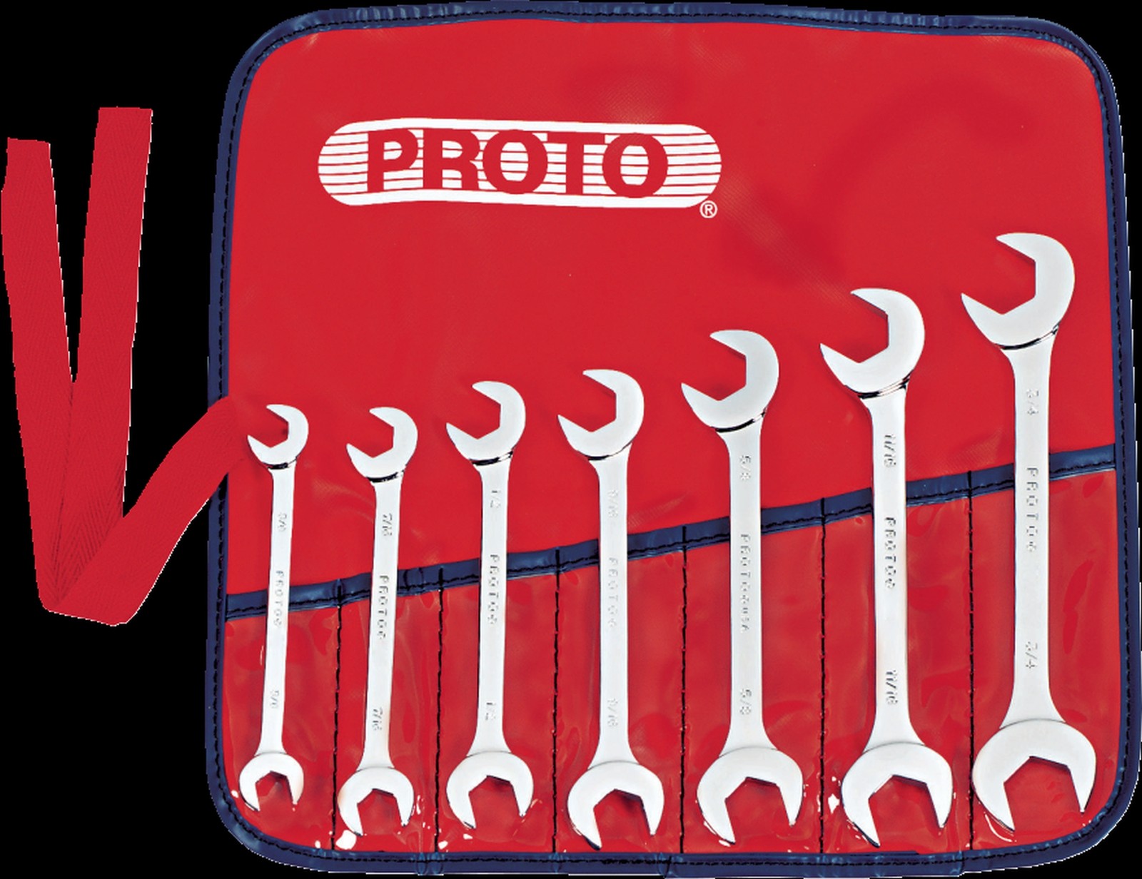 Proto® J3100A 7 Piece Full Polish Angle Open-End Wrench Set 3/8" to 3/4" USA