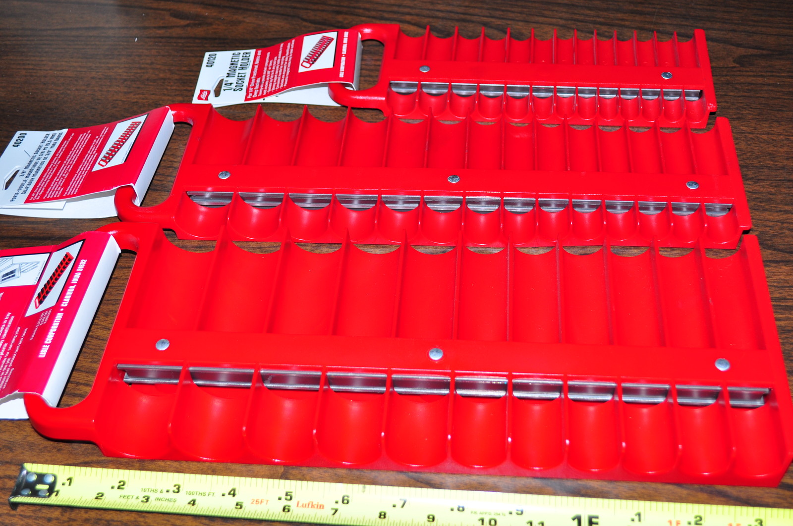 RED 1/4",3/8",1/2" DR DRIVE MAGNETIC SOCKET ORGANIZER STORAGE RACK HOLDER TRAY