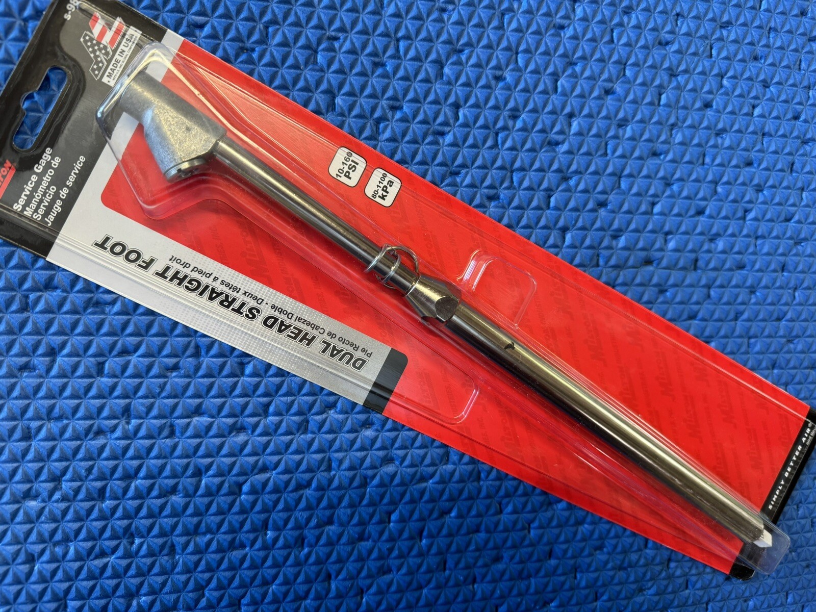 Straight Foot Dual Head Chuck Service Tire Gauge Milton S-986