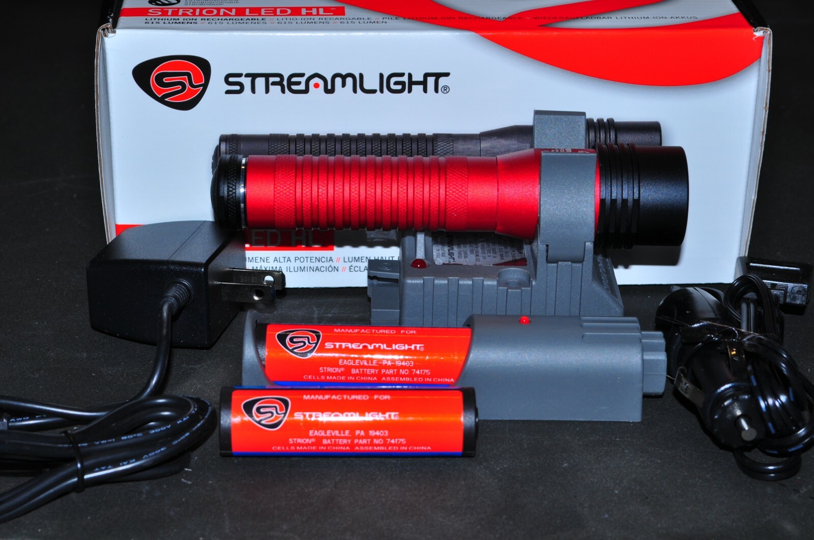 Streamlight Strion Flash Light Red Body 615 Lumens HL PiggyBack-2 Bat 74787