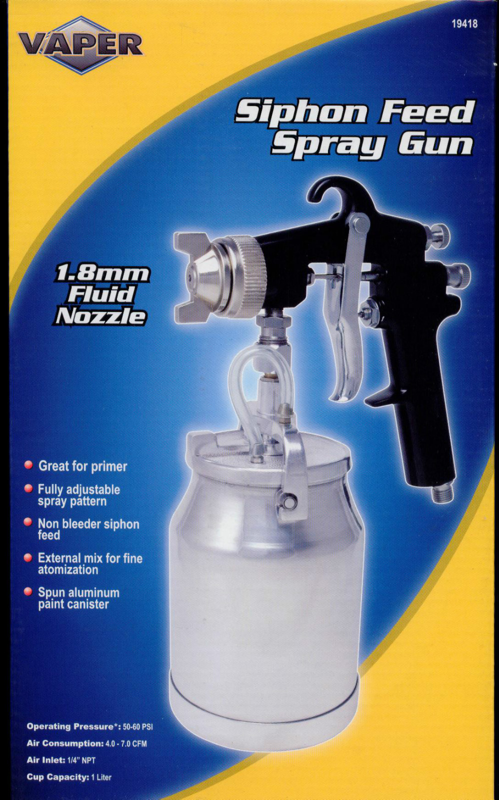 Titan Vaper 19418 Siphon Feed Production Spray Gun with Tip Size: 1.8MM