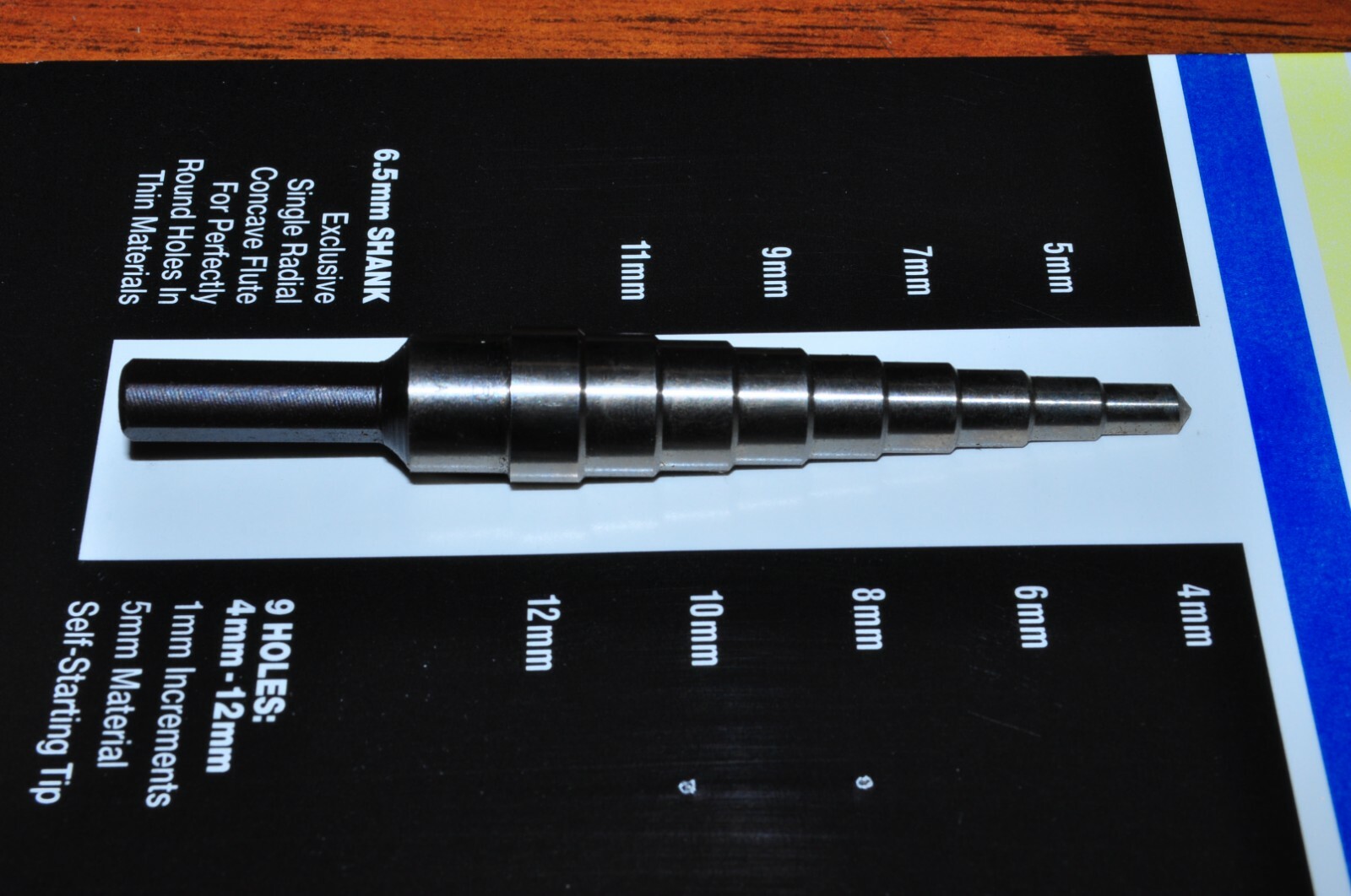 UNI BIT STEP DRILL 1M  9 hole sizes 4 mm - 12mm Made in USA Peterson ind #11101