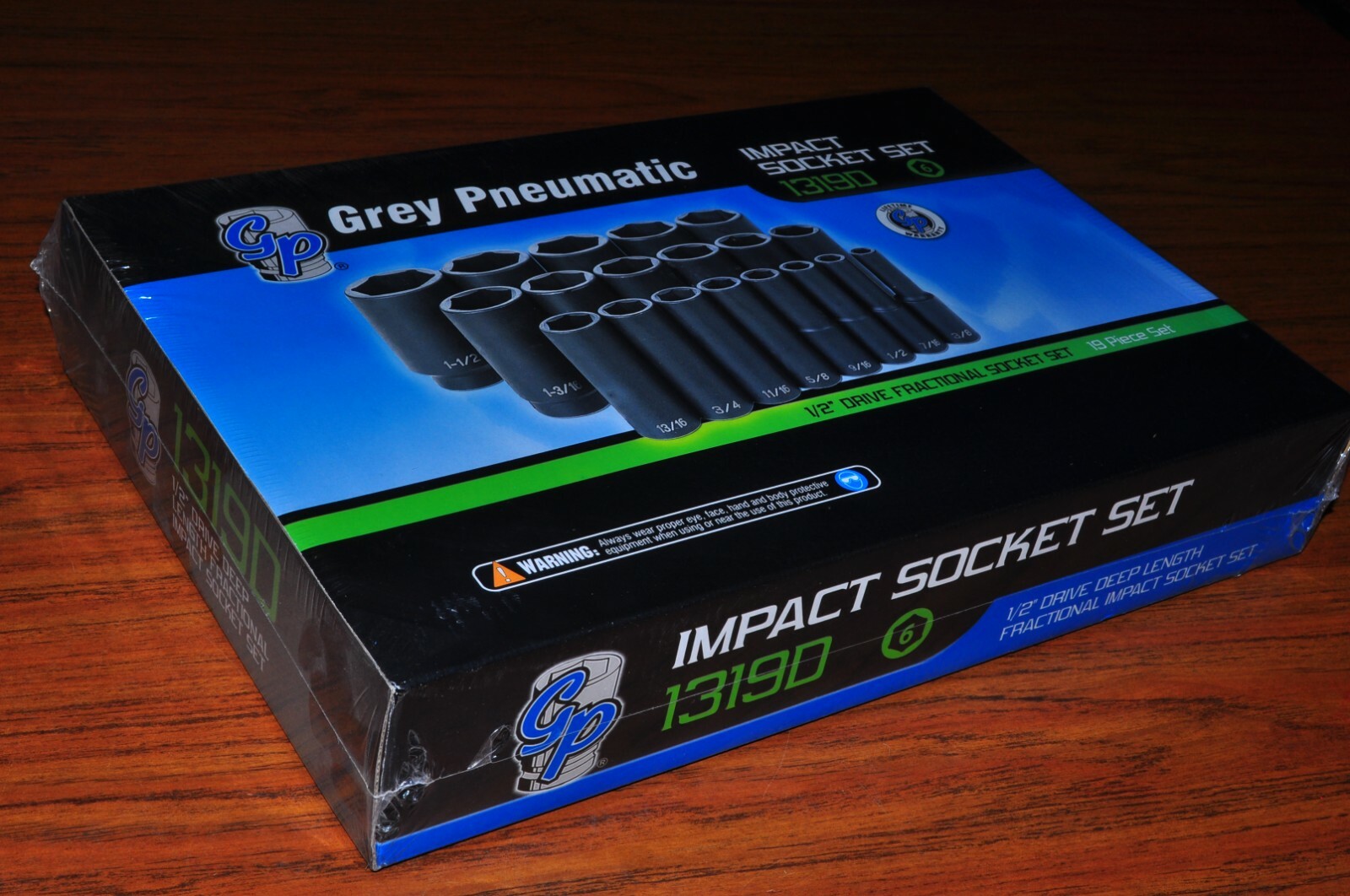 1/2"Dr  SAE19 Pcs  Deep Impact Socket Set  3/8" to 1-1/2" Grey Pneumatic 1319D