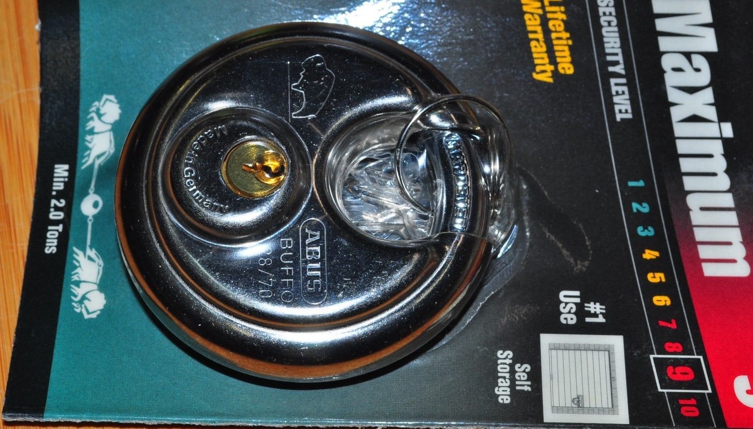 ABUS 28/70 Buffo C 1998 Stainless Steel Diskus Round Padlock Made in Germany S#9