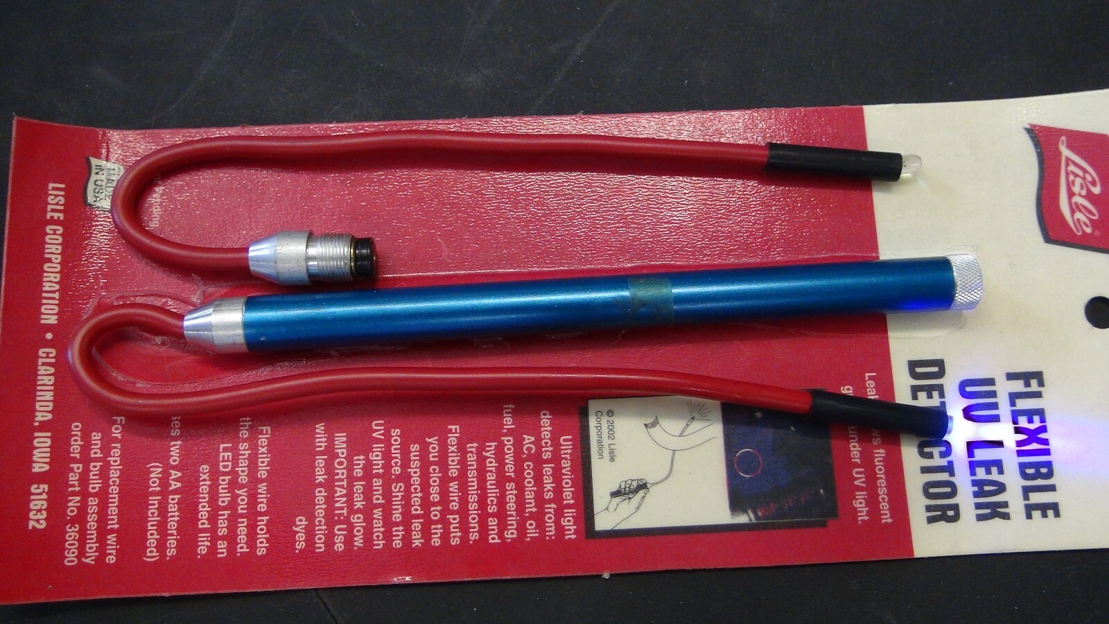Flexible UV Leak detector with Flexible Led Light Lisle 36000 35910 Made in USA