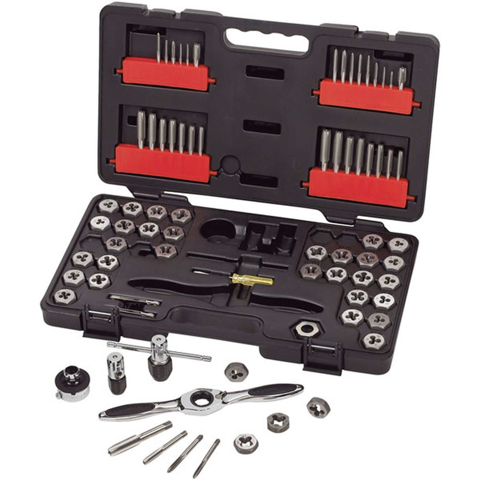 KD GearWrench 3887 75 Pc Tap & Die Set SAE & Metric Combo set with T ratchet hdl