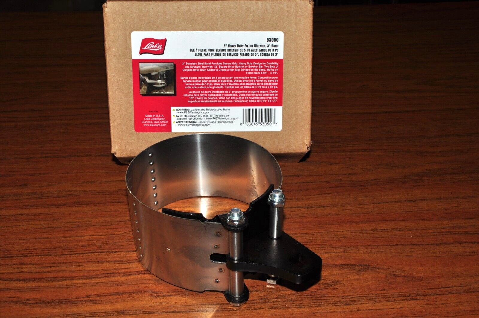Lisle 53050 5" HD FILTER WRENCH, 3" BAND FOR FILTER 4-1/4" to 5-1/4"