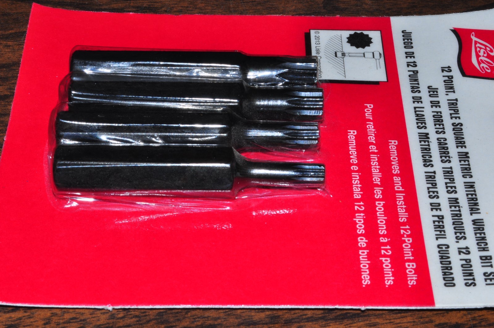 Lisle 60750 4pcs Triple Square (12 points) Bits to Fit 6, 8, 10, 12 MM Made USA