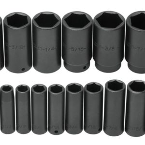 PROTO® 1/2" DR 19 PIECE DEEP IMPACT SOCKET SET - 6 POINT 3/8" to 1-1/2"  J74116