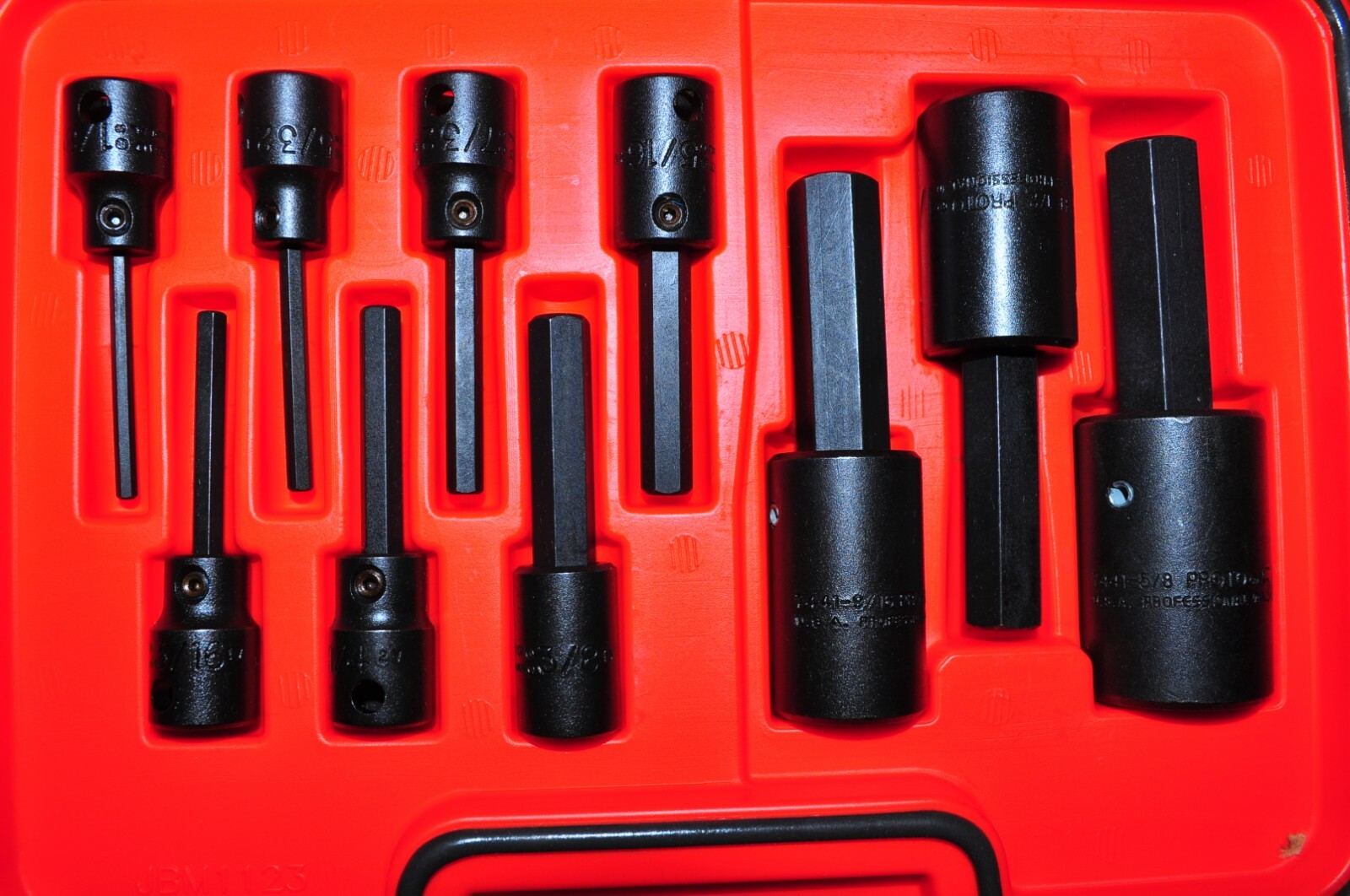 Proto J-52110-HIM Impact Hex Bit Set, 3/8", 1/2" Drive, 10 pcs., SAE Made in USA