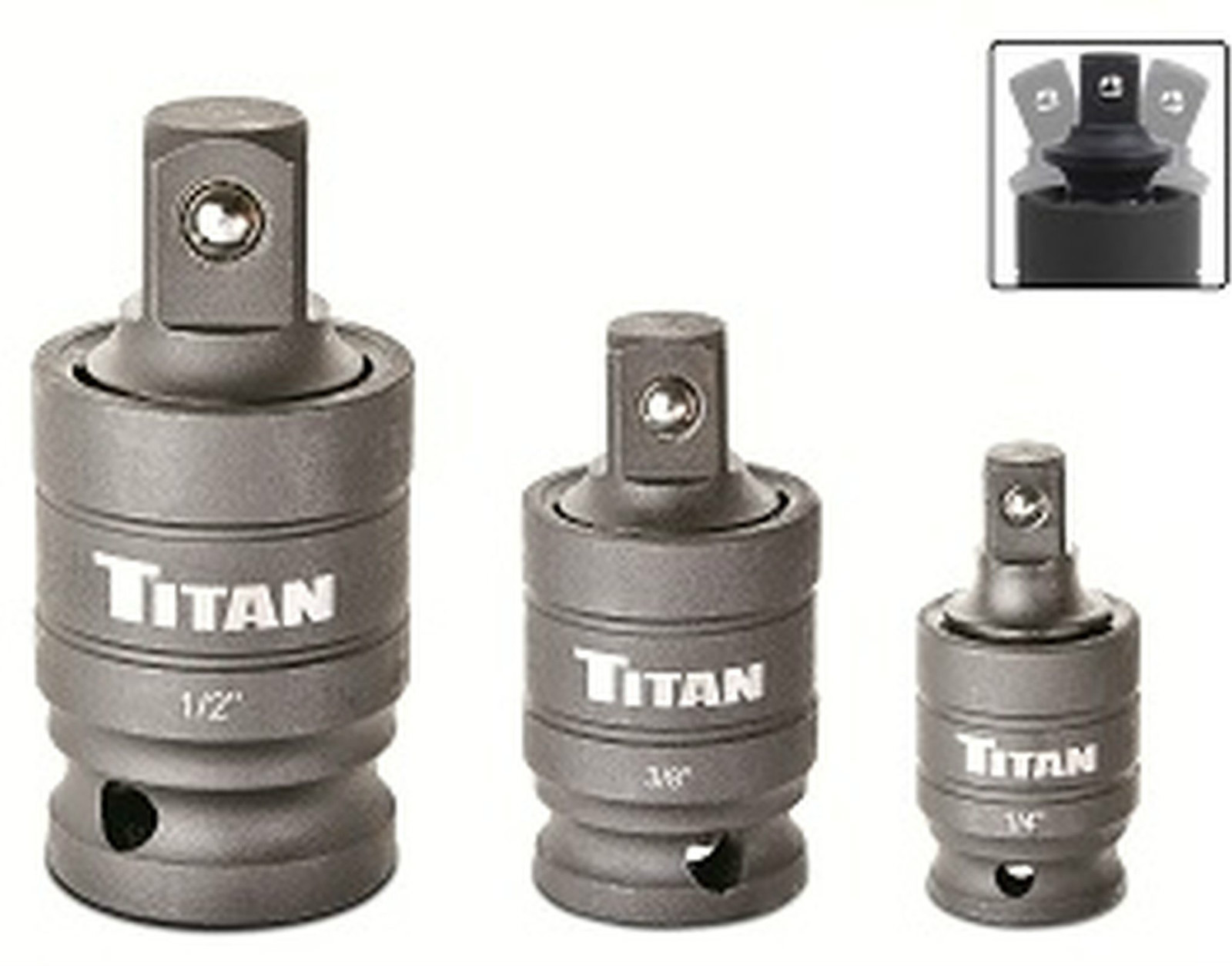 Titan 16151 3pc. Wobble Adapter Set ,Pin-Free Locking Impact Ujoint adapter