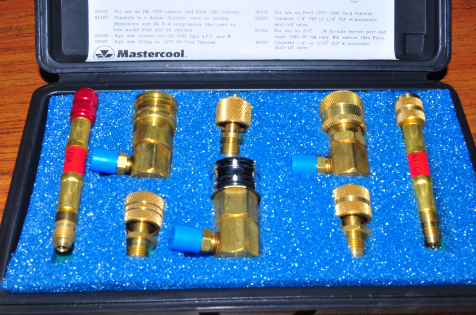 UNIVERSAL A/C ADAPTER SET 8 PCS MASTERCOOL 91174 Made in USA