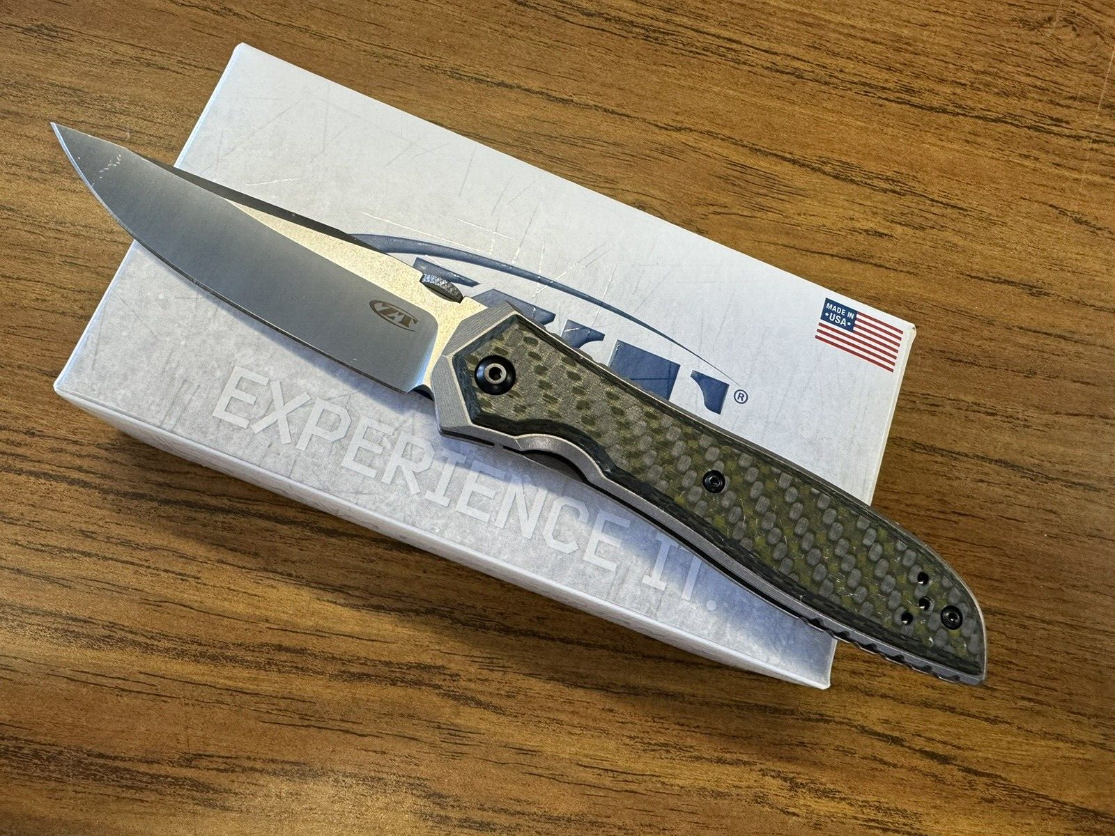 Zero Tolerance Emerson ZT 0640 CPM-20CV Blade Machined Titanium and Green CF