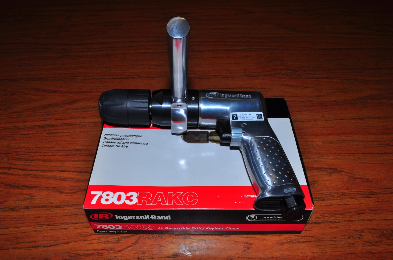 1/2 in. Heavy Duty Air Reversible Drill w/ Keyless Chuck INGERSOLL RAND 7803RAKC