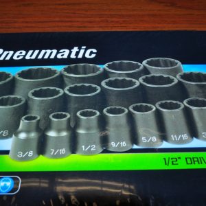 19 PC 1/2" DR 12 PT STANDARD LENGTH FRACTIONAL SET 3/8" thru 1-1/2" Grey 1719