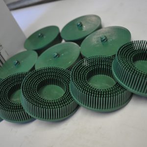 3M 07526 3" Scotch-Brite Roloc Bristle Discs 50 Grit Coarse Green 10 Pcs. USA