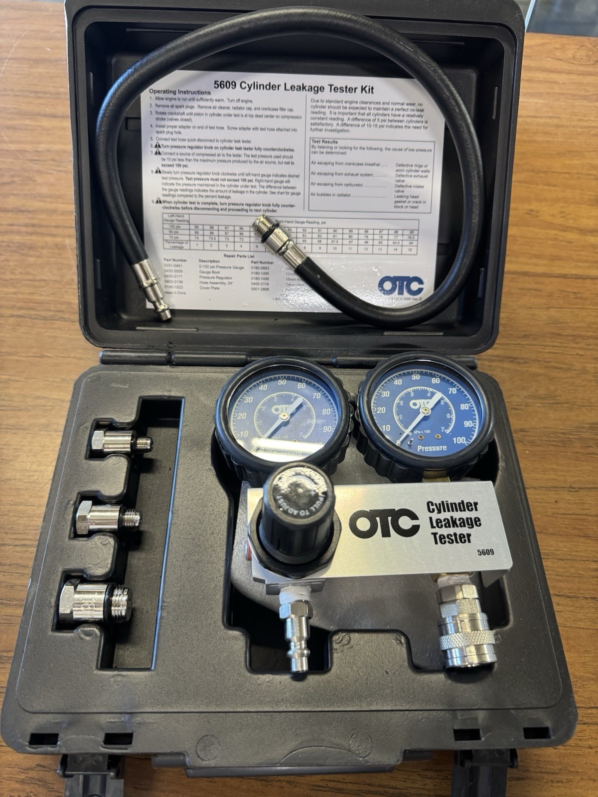Dual 2-1/2" Gauges Cylinder Leakage Down Tester Kit  OTC 5609 Leakdown Tester