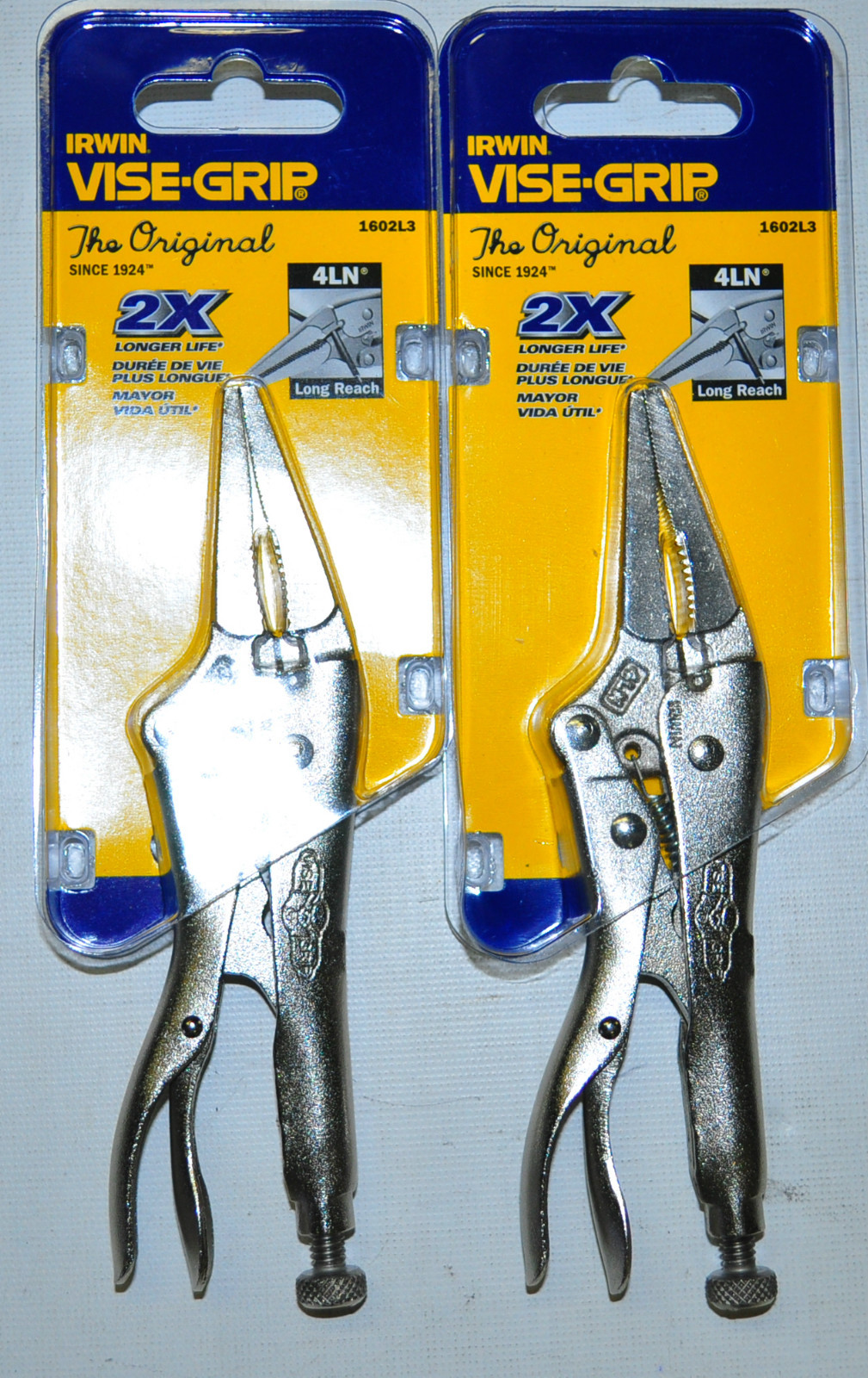IRWIN VISE GRIP 4LN 4 INCH LONG NOSE LOCKING  CLAMP WITH WIRE CUTTER 2 EA