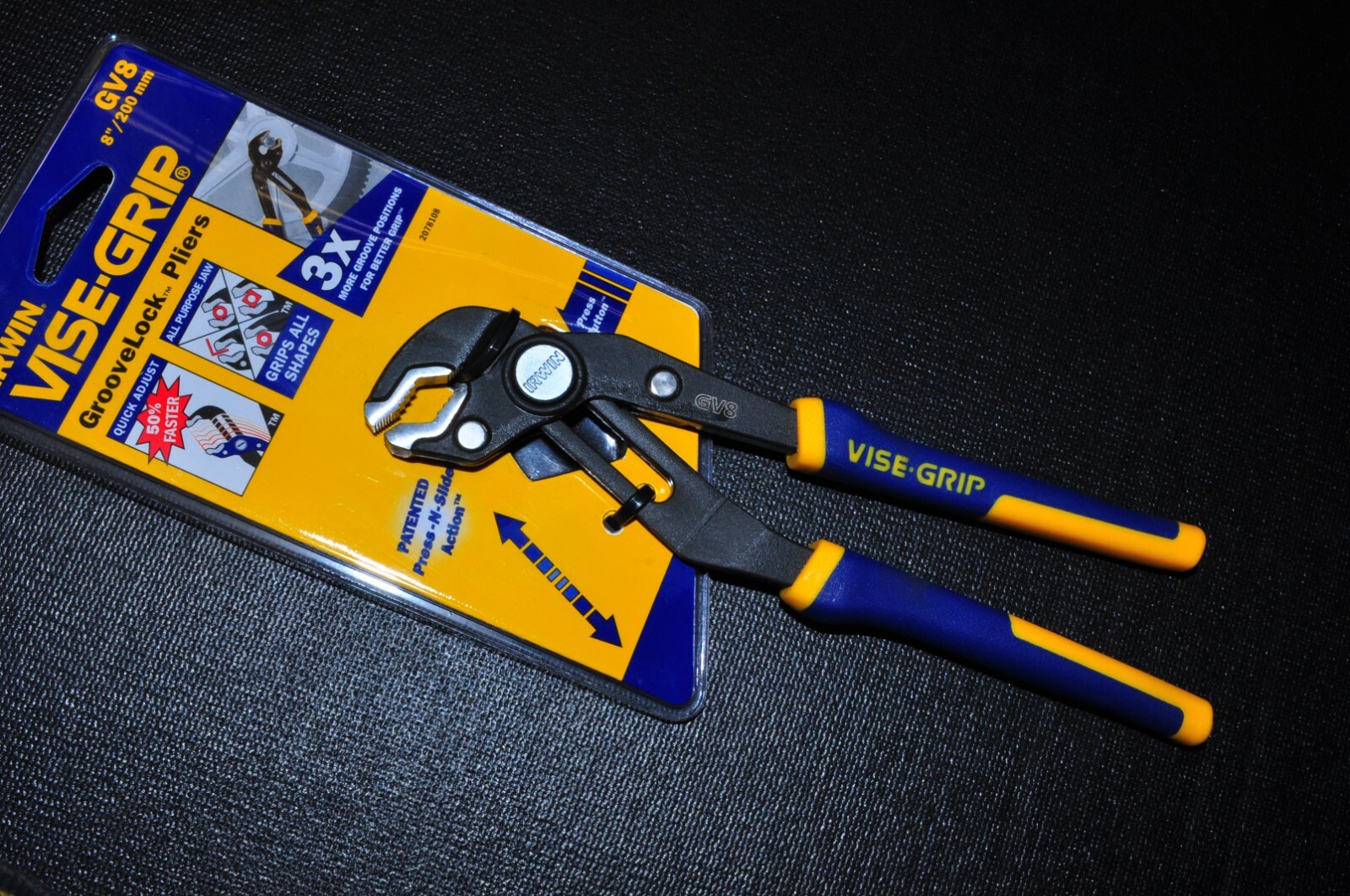 Irwin Tools 2078108 GV8 8" Vice-Grip GrooveLock V-Jaw  Water Pump Plier New