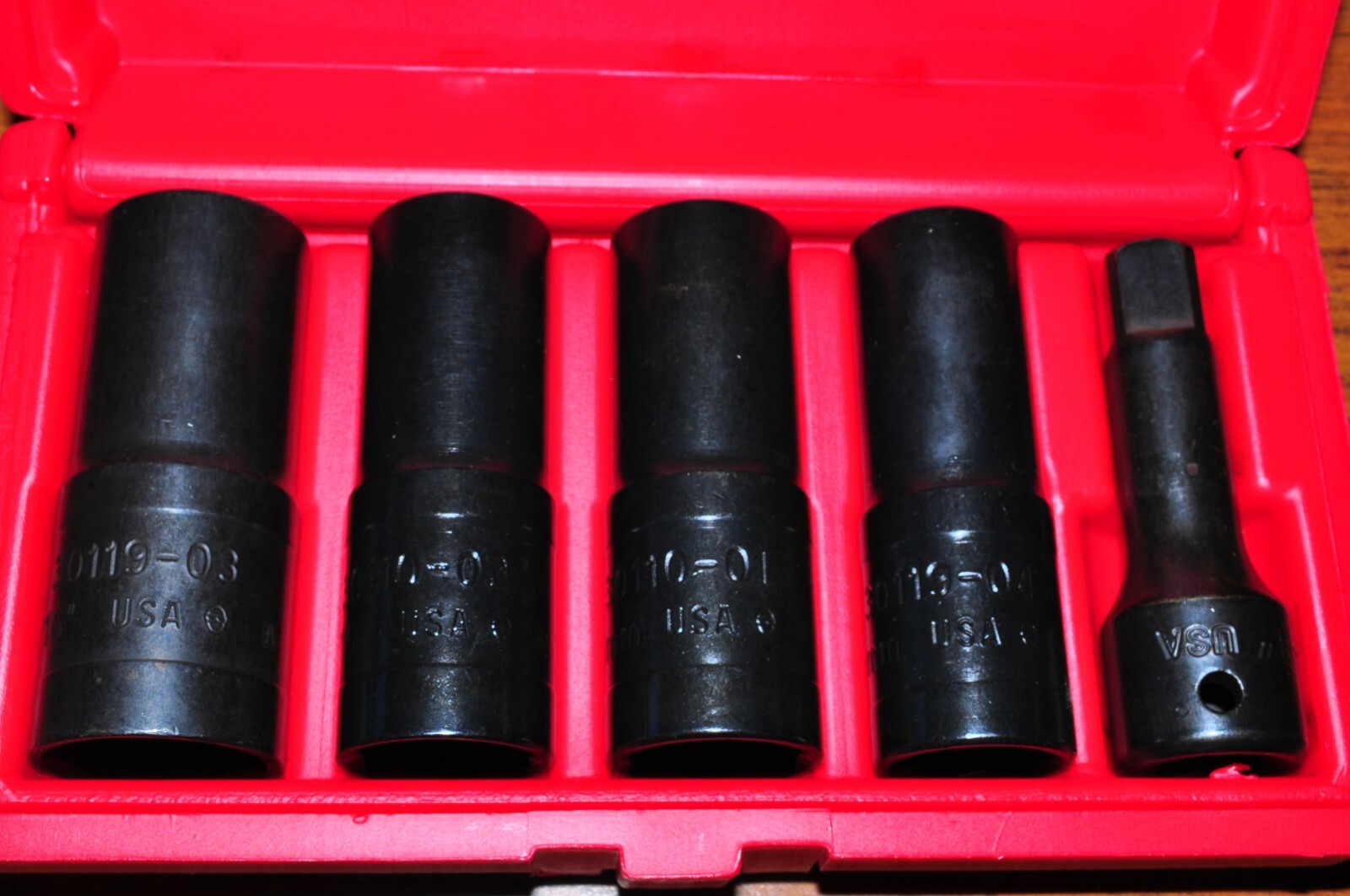 KEN TOOL 30119 5 PC. THIN WALL FLIP SOCKET SET W/3" EXTENSION MADE IN USA