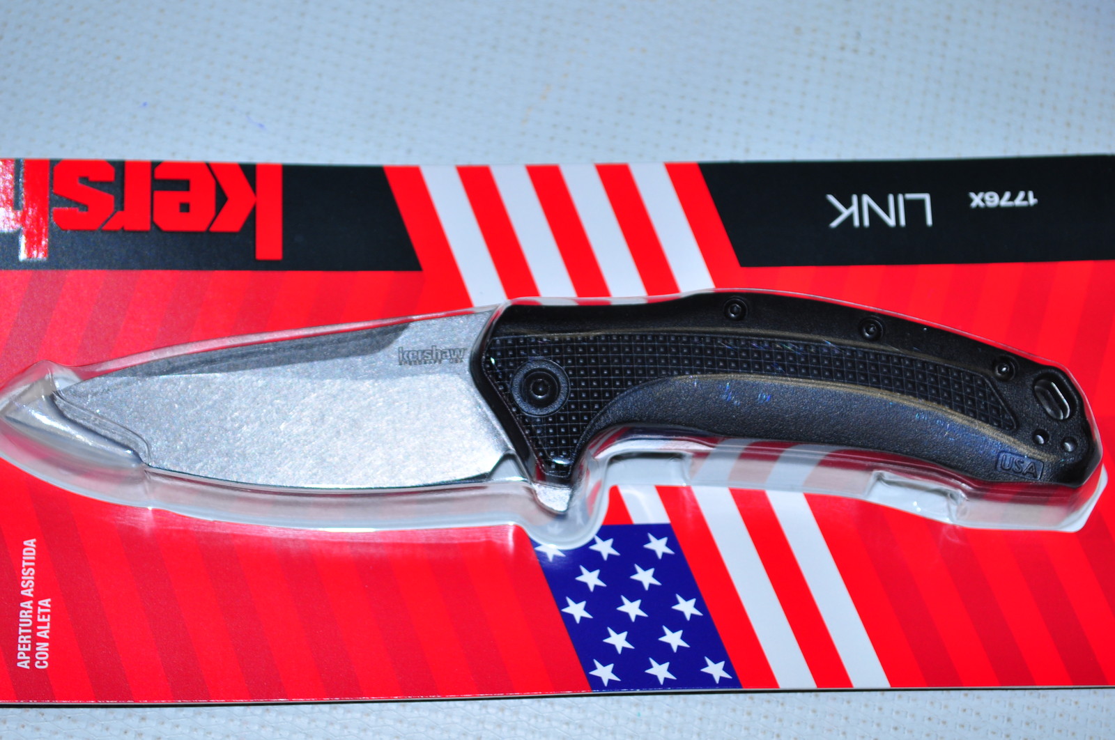 KERSHAW 1776 LINK Drop Point Knife Stonewashed Blade Ln 3.25" Plain Edge USA