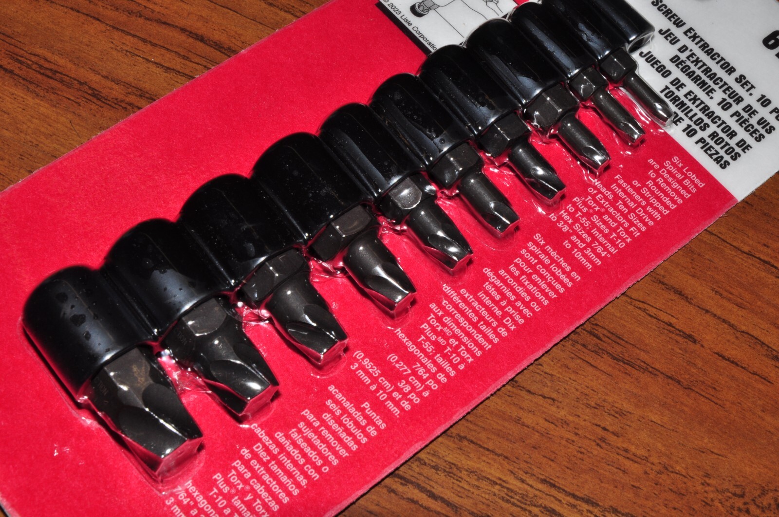 Lisle 61980 Stripped Screw Extractor Set, 10pc Six Lobed Spiral Bits