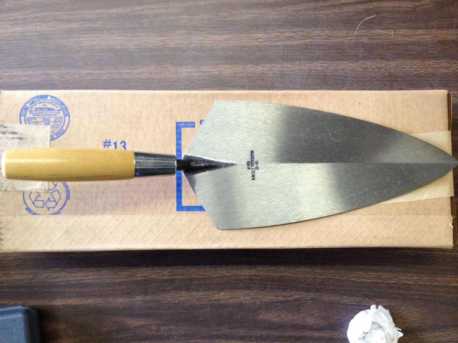 Marshalltown 1912 Philadelphia Pattern Brick Trowel Wood Handle 19-12 Made USA